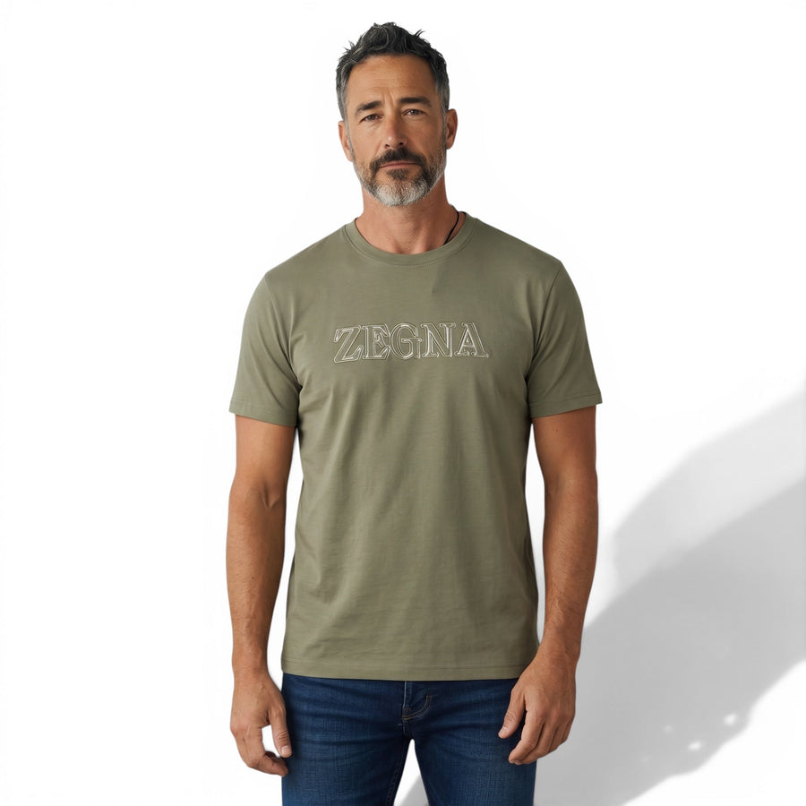 Zegna Logo T-Shirt — Olive Green