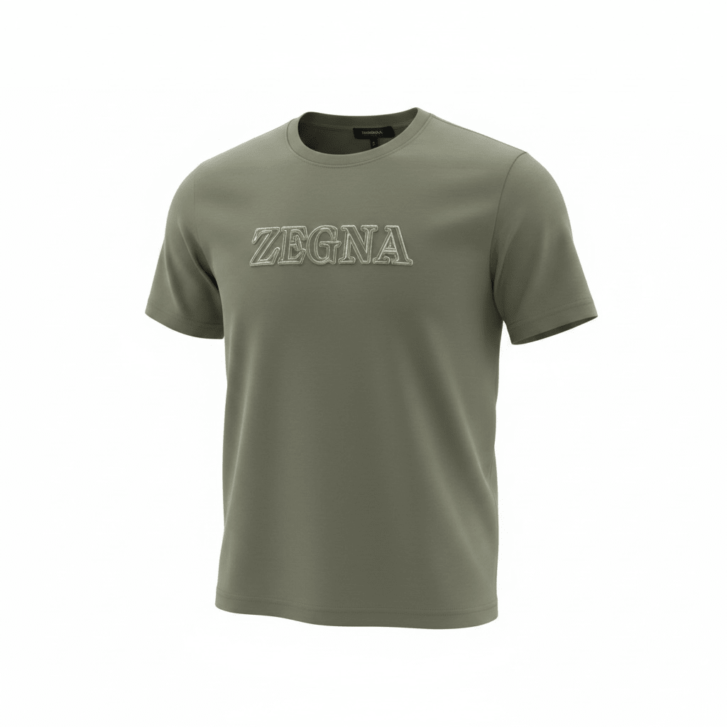 ZEGNA Olive Green Logo T-Shirt 🫒✨ Premium Minimal Fit - MASTERPIECE