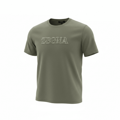 ZEGNA Olive Green Logo T-Shirt 🫒✨ Premium Minimal Fit - MASTERPIECE