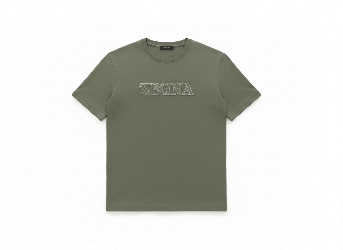 ZEGNA Olive Green Logo T-Shirt 🫒✨ Premium Minimal Fit - MASTERPIECE