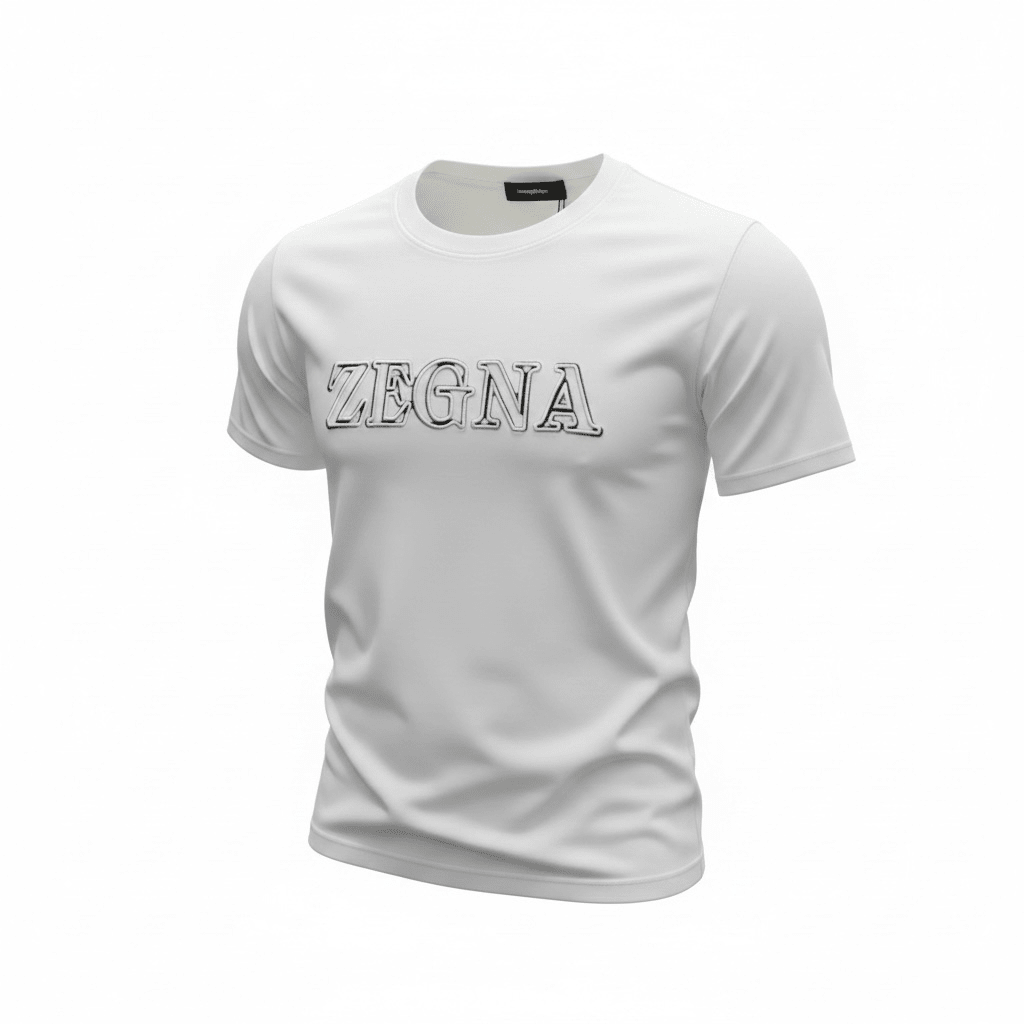 ZEGNA White Embossed Logo T-Shirt 🤍✨ Clean Luxury Edition - MASTERPIECE