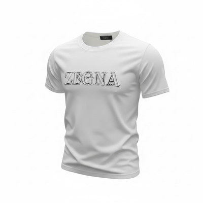 ZEGNA White Embossed Logo T-Shirt 🤍✨ Clean Luxury Edition - MASTERPIECE