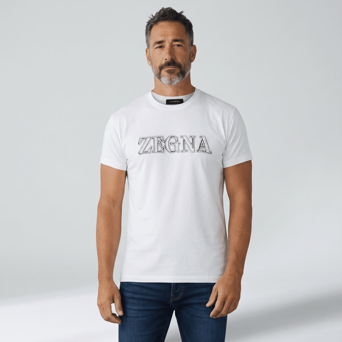 ZEGNA White Embossed Logo T-Shirt 🤍✨ Clean Luxury Edition - MASTERPIECE