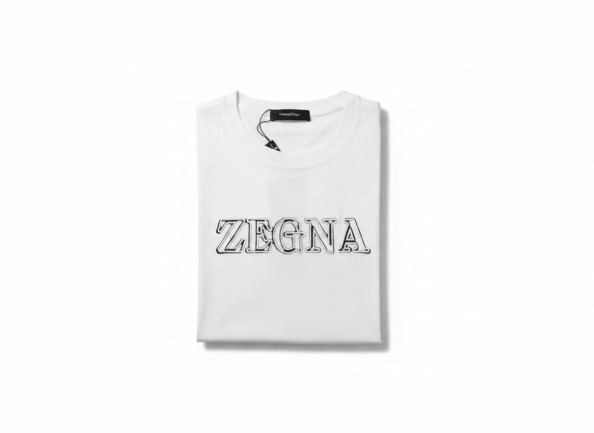 ZEGNA White Embossed Logo T-Shirt 🤍✨ Clean Luxury Edition - MASTERPIECE