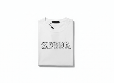 ZEGNA White Embossed Logo T-Shirt 🤍✨ Clean Luxury Edition - MASTERPIECE