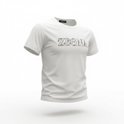 ZEGNA White Embossed Logo T-Shirt 🤍✨ Clean Luxury Edition - MASTERPIECE