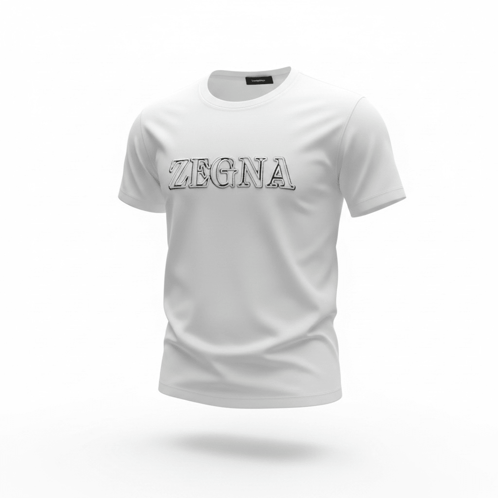 ZEGNA White Embossed Logo T-Shirt 🤍✨ Clean Luxury Edition - MASTERPIECE