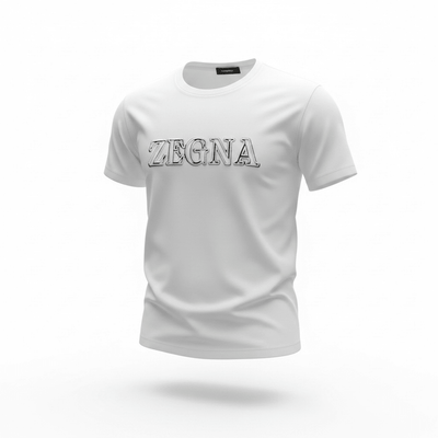 ZEGNA White Embossed Logo T-Shirt 🤍✨ Clean Luxury Edition - MASTERPIECE